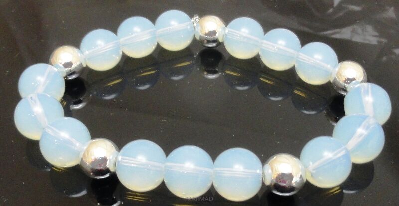 Bransoleta - opalit i hematyt srebrny - 17,5cm