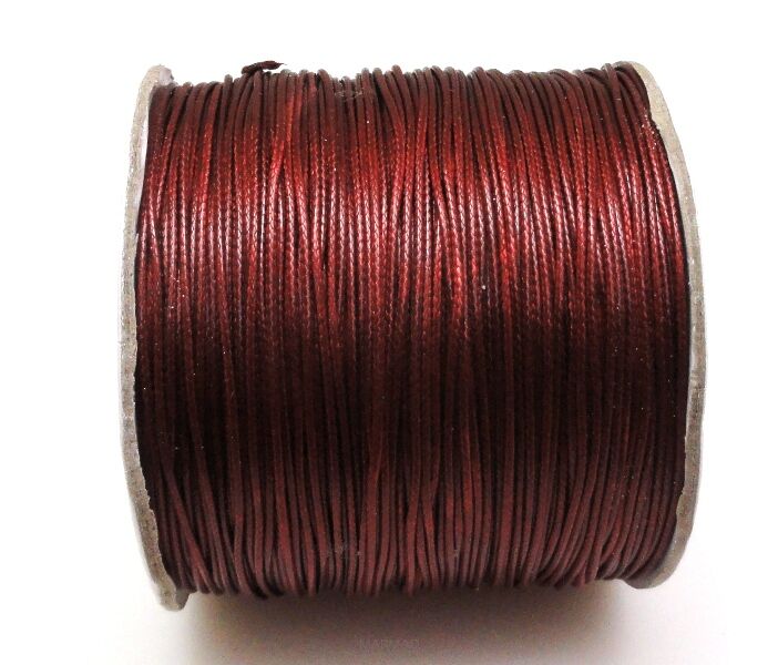 Sznurek jubilerski woskowany lakierowany - o średnicy 0,8mm - brązowo bordowy - topliwy