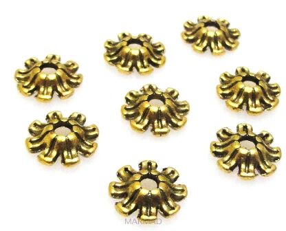 Czapeczki na korale - 7mm - antyczne złoto