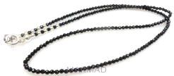 Naszyjnik czarny spinel fasetowany kule 2mm - srebro 925