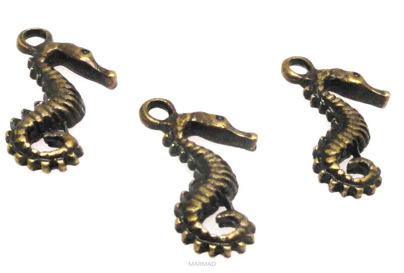 Zawieszka - konik morski 20x12mm - antyczny brąz