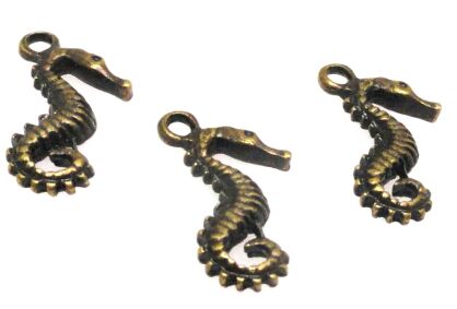 Zawieszka - konik morski 20x12mm - antyczny brąz