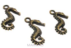 Zawieszka - konik morski 20x12mm - antyczny brąz