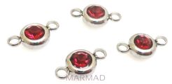 Łącznik z cyrkonią fuksja 12x6mm Stainless Steel