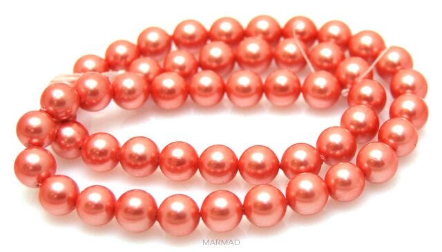 Perła muszlowa satynowa - kula 8mm - pomarańczowa