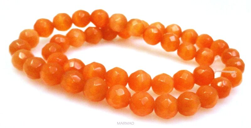 Uleksyt fasetowany - kula 8mm - pomarańczowy
