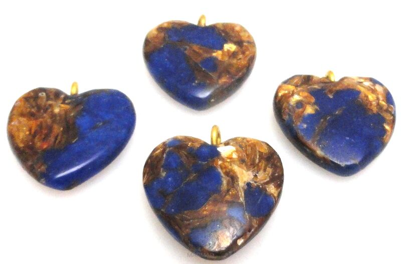 Jaspis cesarski z żywicą - zawieszka serce z ogniwkiem 21x20x6mm
