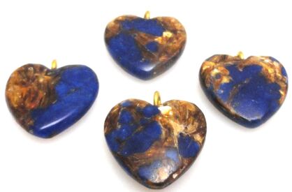 Jaspis cesarski z żywicą - zawieszka serce z ogniwkiem 21x20x6mm
