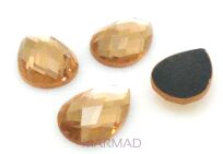 Kaboszon szklany fasetowany - kropla 13x10mm - topaz