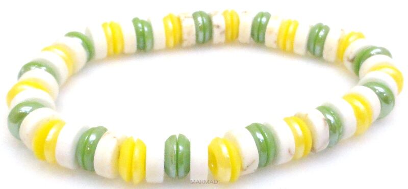 Bransoleta - howlit i dyski perłowe - 19cm