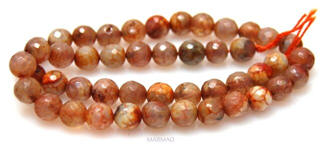 Agat fasetowany - kula 8mm - brąz cieniowany