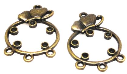 Łącznik, konektor, Baza filigranowa na wisior, kolczyki 32x23mm - antyczny brąz