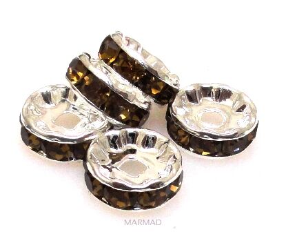 Przekładki z cyrkoniami champagne - krążek 10mm