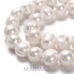 Perła rzeczna naturalna biała - nieregularna kula 11x12mm - 2