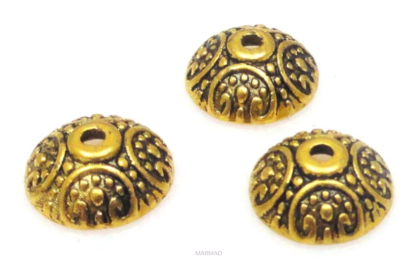 Czapeczki na korale 9,5mm - antyczne złoto