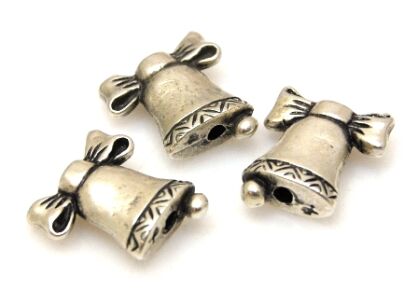 Ozdobna przekładka - dzwoneczek z kokardą - srebrzona próba 999