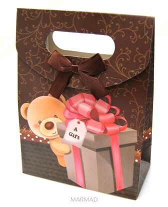 Torebka na prezent - miś w brązie