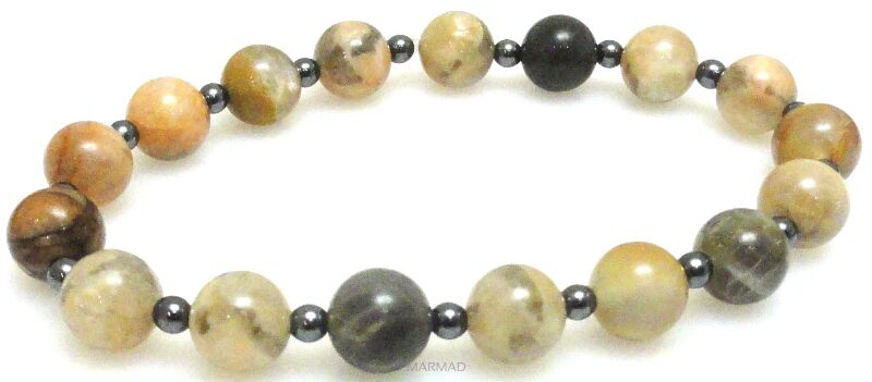 Bransoleta - kamień słoneczny i hematyt - 19cm