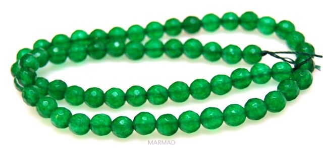 Agat fasetowany - kula 6mm - kolor zielony