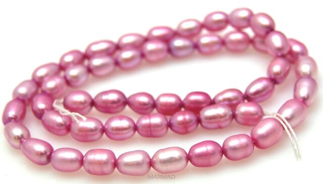 Perła rzeczna róża - fasolka 7x4mm