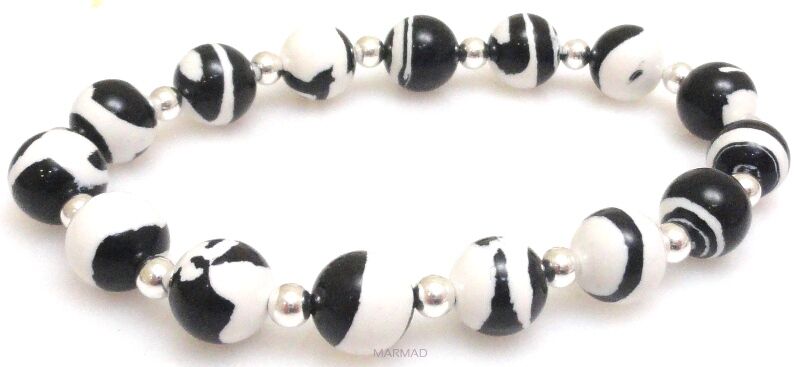 Bransoleta - turkus zebra i hematyt - 20cm