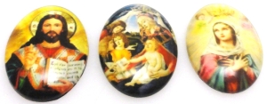 Kaboszony szklane owal 25x18mm - zestaw 3 sztuki - dewocjonalia