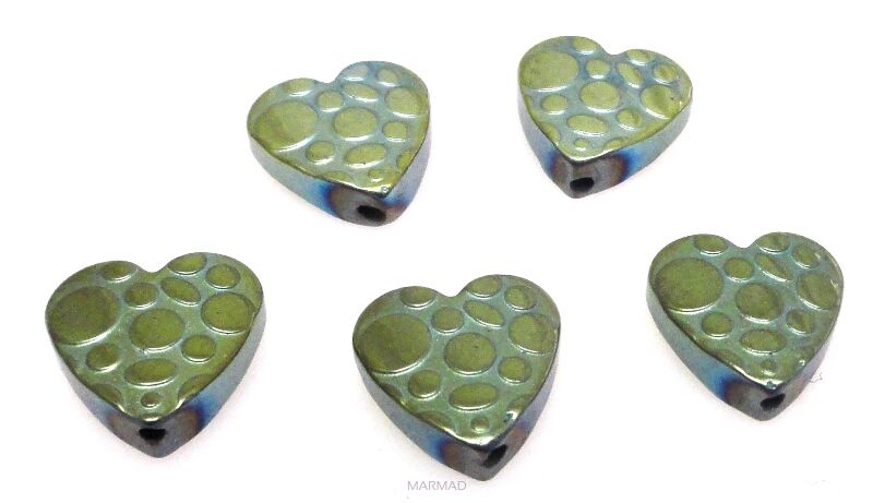 Hematyt zielony - ozdobne serce 10x10mm