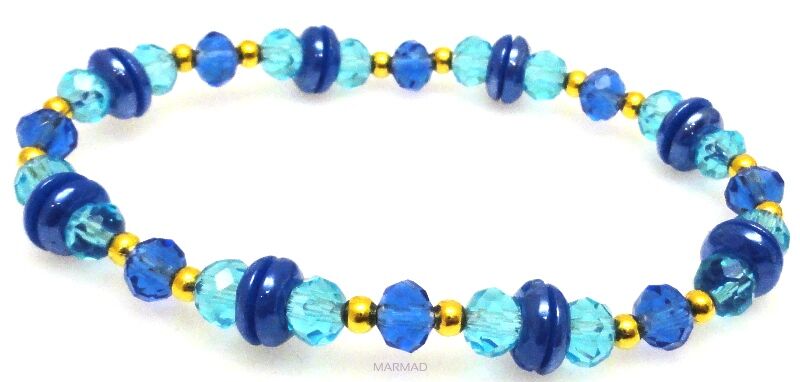 Bransoleta - kryształki fasetowane i dyski perłowe - 18cm