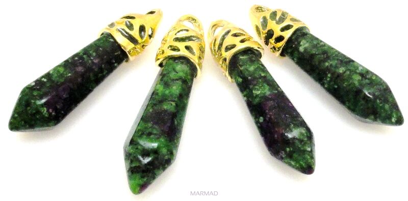 Zawieszka - zoisyt z rubinem grot 35x8mm