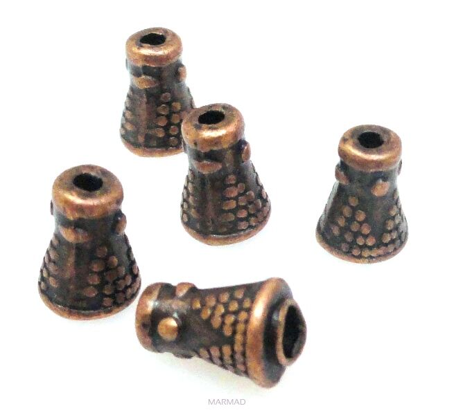 Czapeczki na korale - stożek 8x5mm - red copper