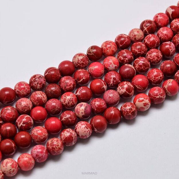 Jaspis cesarski - kula 10mm -  ciemno czerwony