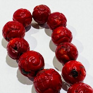 Koral czerwony rzeźbiony- kula 20-23mm