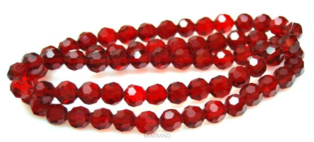 Kryształki fasetowane - kula 8mm - rubinowe