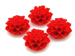 Kaboszon - kwiatek czerwony 14mm