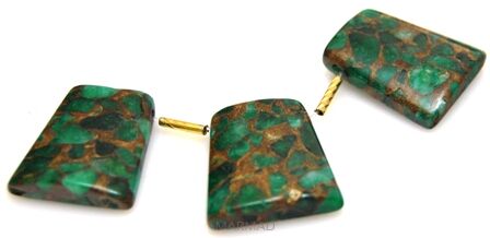 Kwarc z żywicą zielony - na wisior - trapez 30x25mm