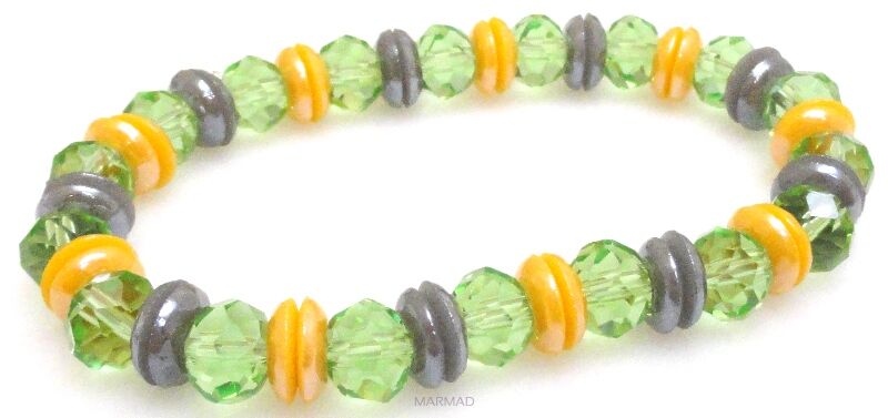 Bransoleta - kryształki szklane oponki i kolorowe dyski - 18cm