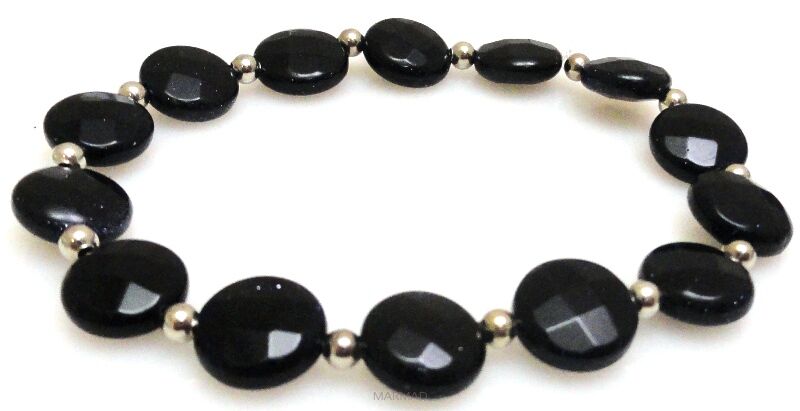 Bransoleta - onyks fasetowany monety 10mm - 17,5cm