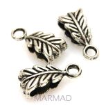 Nakładka, krawatka z oczkiem liść 13x6mm - kolor srebrny