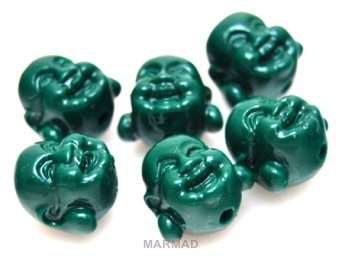 Budda uśmiechnięty 14x13mm - koral z żywicą - zielony