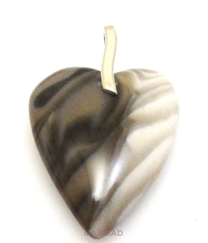 Zawieszka - krzemień pasiasty serce 41x26mm srebro 925