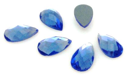 Kaboszon szklany fasetowany - kropla 11x7mm - blue
