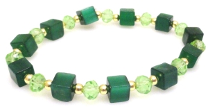 Bransoletka - uleksyt zielony, kryształki fasetowane i hematyt złoty - 18cm
