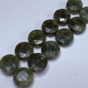 Turmalin - fasetowany naturalny- moneta 10x6mm- zielony