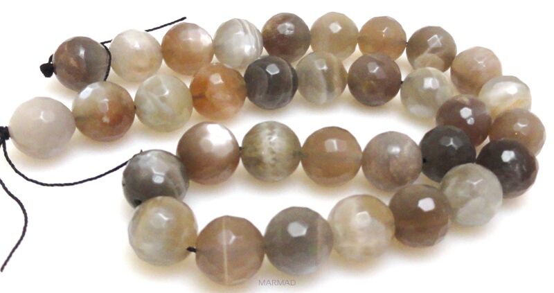 Kamień księżycowy fasetowany grey - kula 12mm