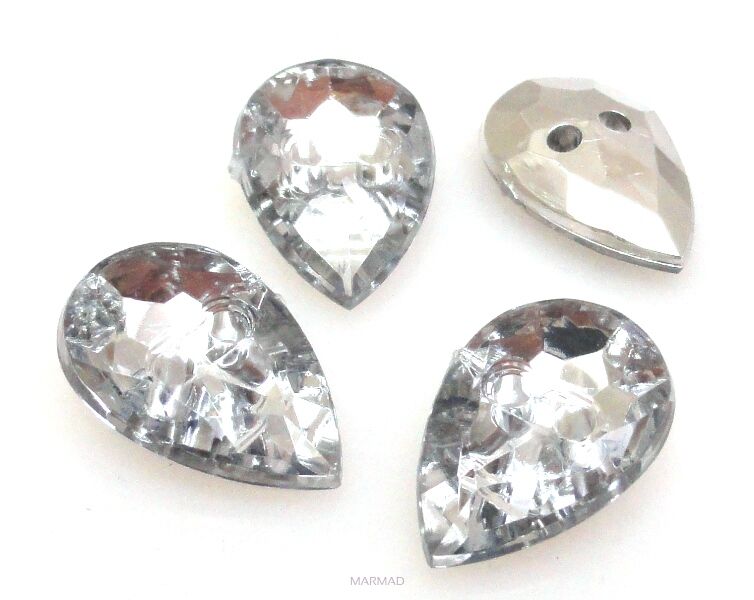 Guziki kryształowe fasetowane - kropla 15x10mm crystal
