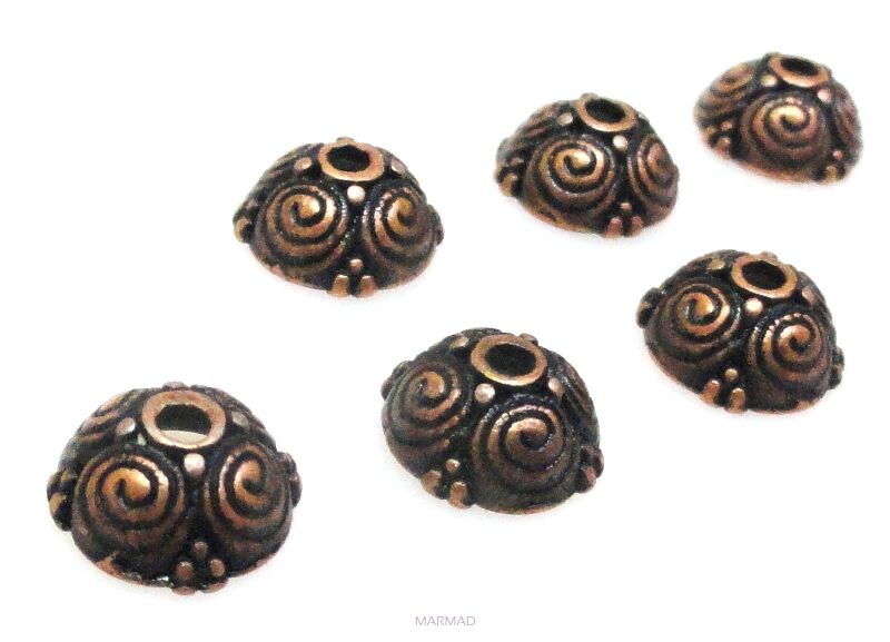 Czapeczki na korale - kopuła 8mm - red copper