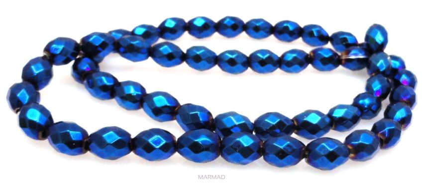 Hematyt fasetowany niebieski - oliwka 8x6mm