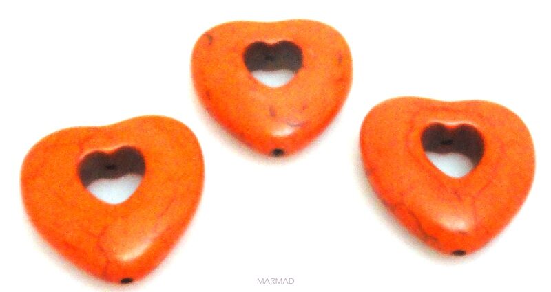 Howlit pomarańczowy serce 24x25x7mm