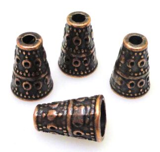 Czapeczki na korale - stożek 10x6mm - red copper