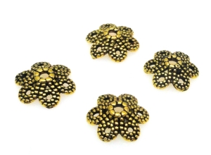 Czapeczki bali na korale - 9mm - antyczne złoto